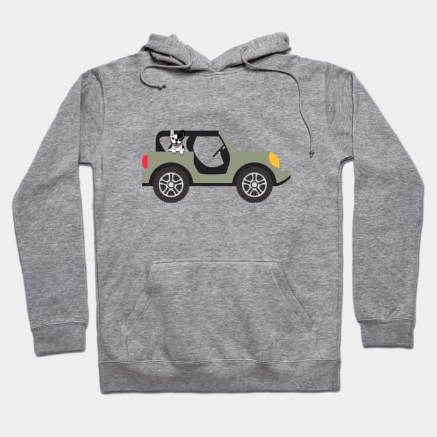 Dog peeking out of the car Hoodie by PARABDI